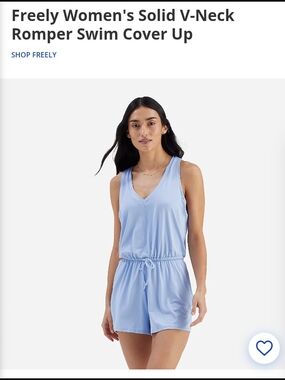 Freely Women's Light Blue V-Neck Romper Swim Cover Up